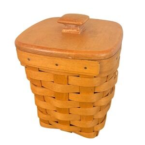 Longaberger | Spoon Basket with Wood Lid and Divider | 1999 Dresden Ohio USA